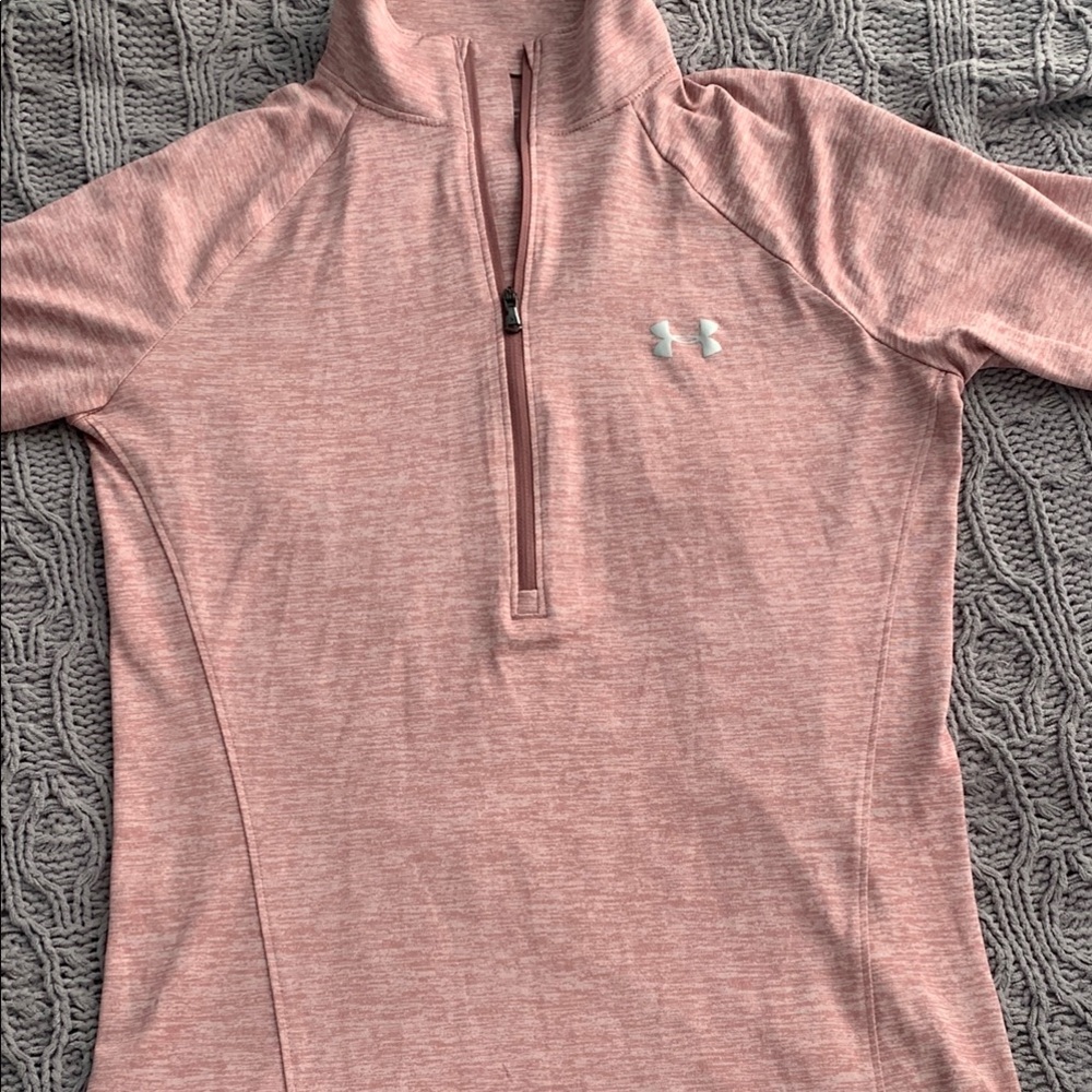 Small Medium Under Armour Pink Quarter-Zip Pullover long sleeved